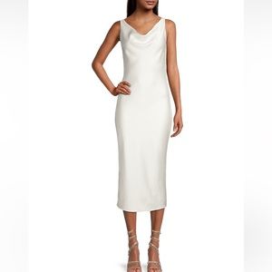 Maria Cowl-Neck Satin Midi-Dress by Norma Kamali